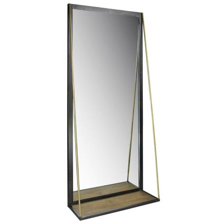 GFANCY FIXTURES Metal Mirror with Shelf, Black GF3089486